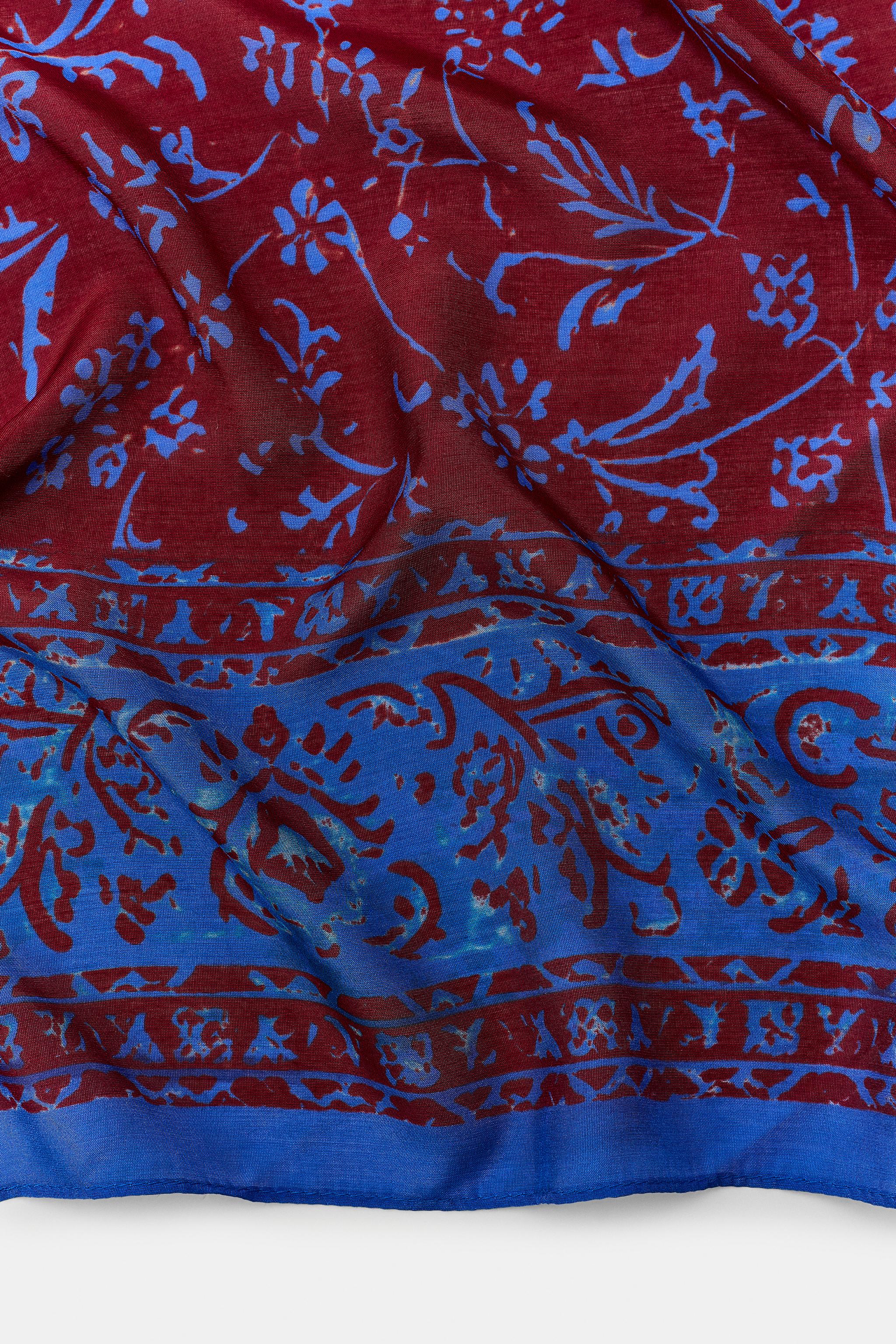 BEADED VISCOSE SILK PRINTED SCARF